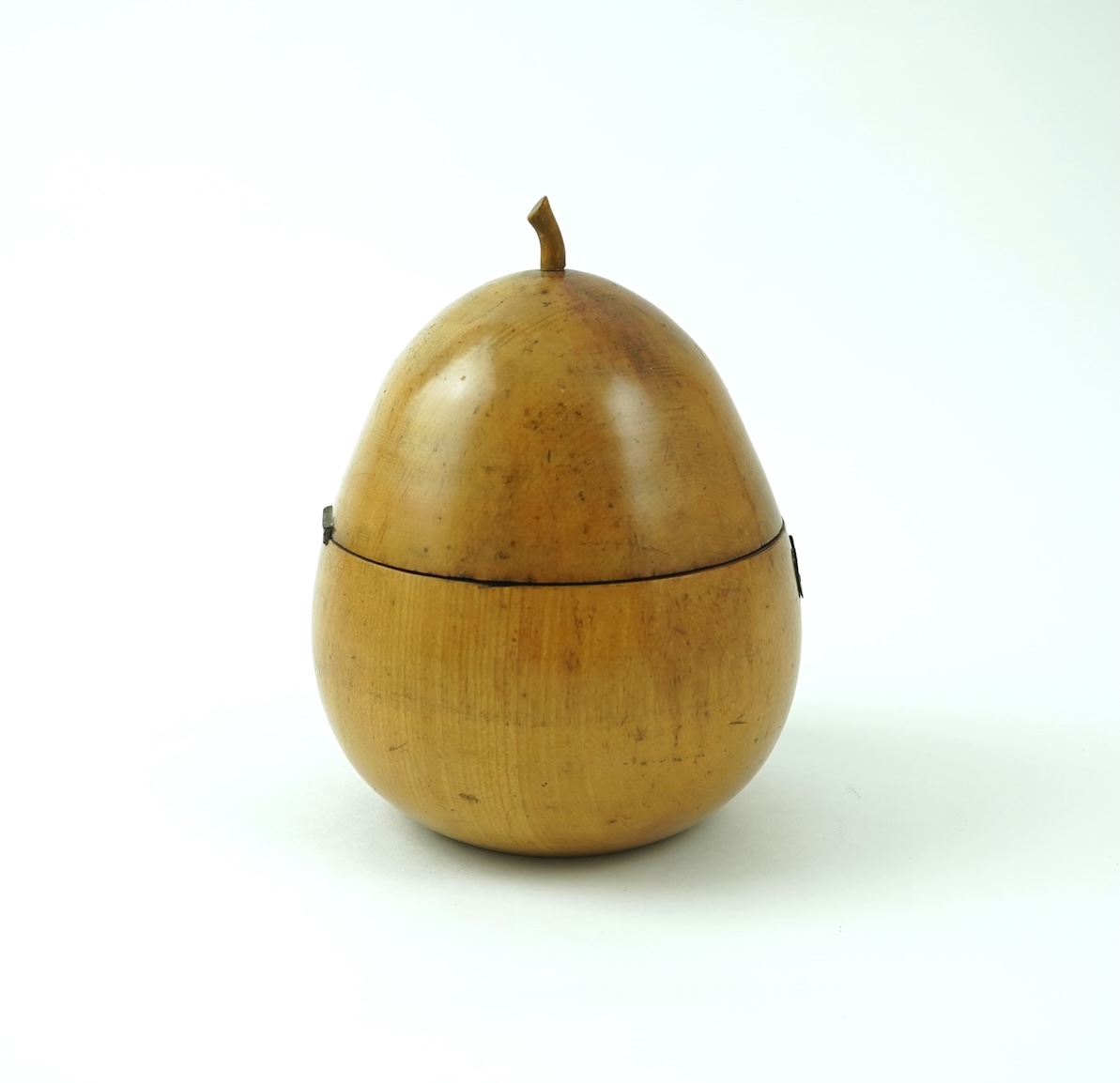A Continental pear shaped fruitwood tea caddy, c.1800
